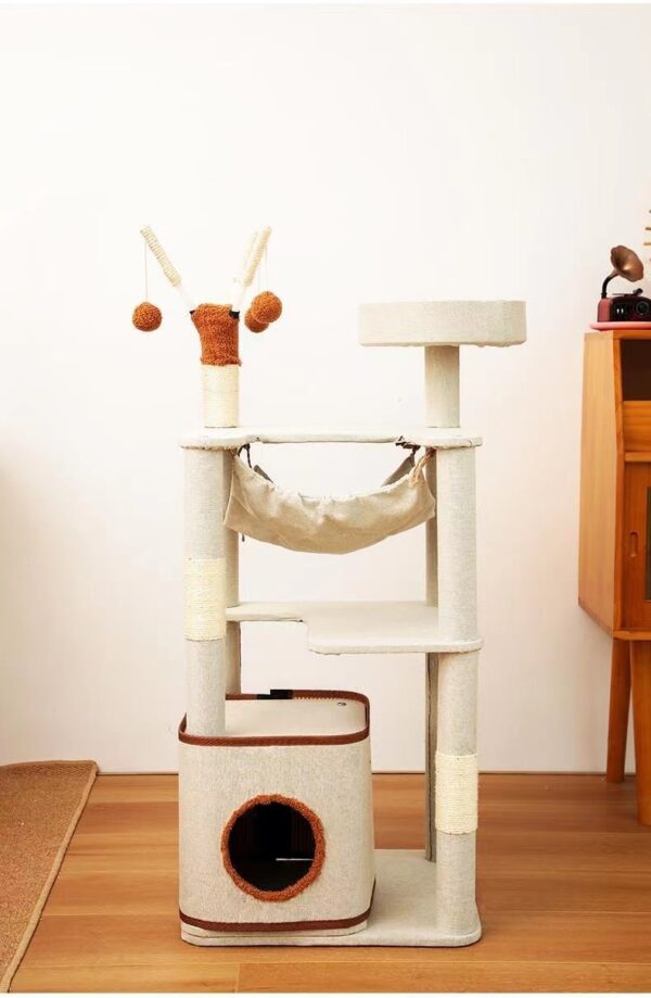 Multi- Level Cat Condo Cat Tree Towel with Platform & Hammock - JHMPJMF31 - Image 3