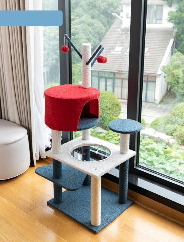 Multi- Level Cat Condo Cat Tree Towel with Platform & Hammock - JHMPJMR12 - Image 2