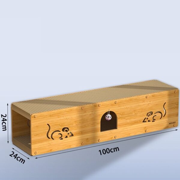Cat Wooden Scratcher House with Cat Cardboard Pad and Bell - JHMZB031 - Image 9