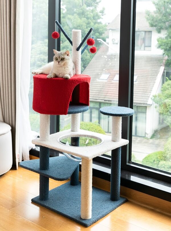 Multi- Level Cat Condo Cat Tree Towel with Platform & Hammock - JHMPJMR12 - Image 3
