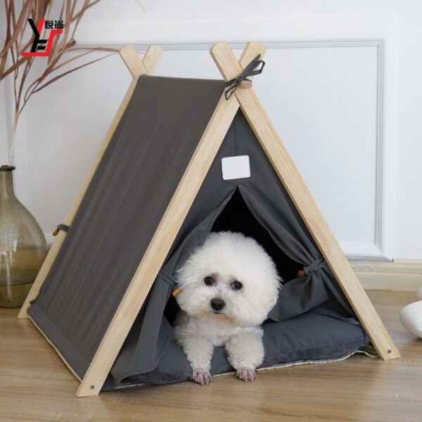 Portable Cat Tent Camp TeePee with Cushion - JHZPZ06 - Image 4