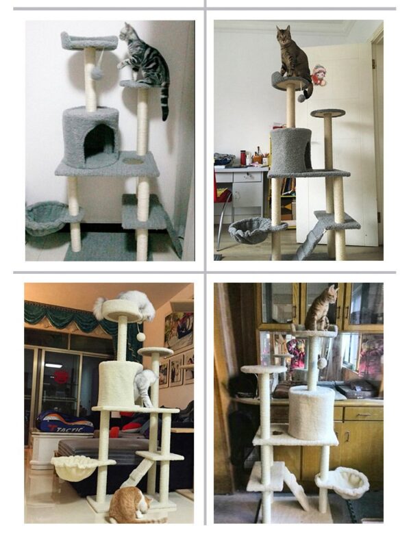 Multi- Level Cat Condo Cat Tree Towel with Platform & Hammock - JHMPJMA08 - Image 8