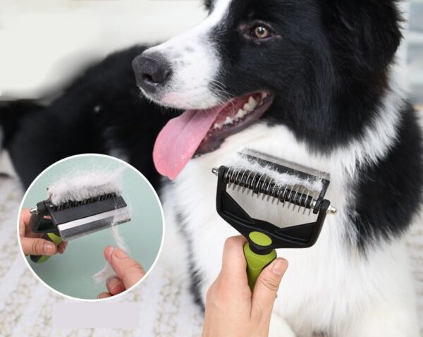 Double Sided Shedding Pet Grooming Deshedding Brush - - Image 7
