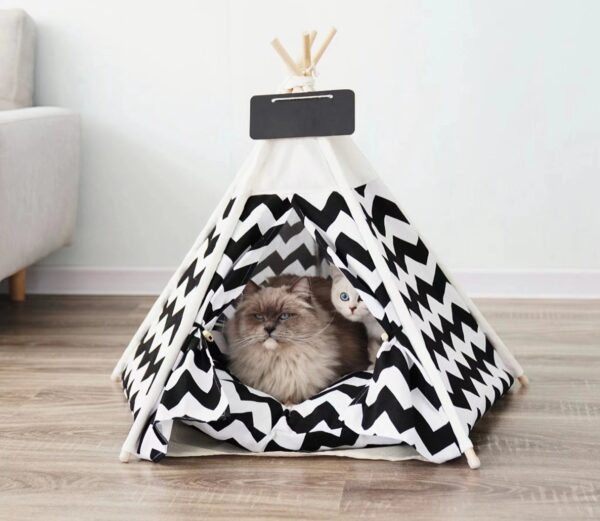 Portable Cat Tent Camp TeePee with Cushion - JHZP001 - Image 6