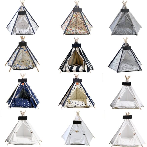 Portable Cat Tent Camp TeePee with Cushion - JHZP001 - Image 7