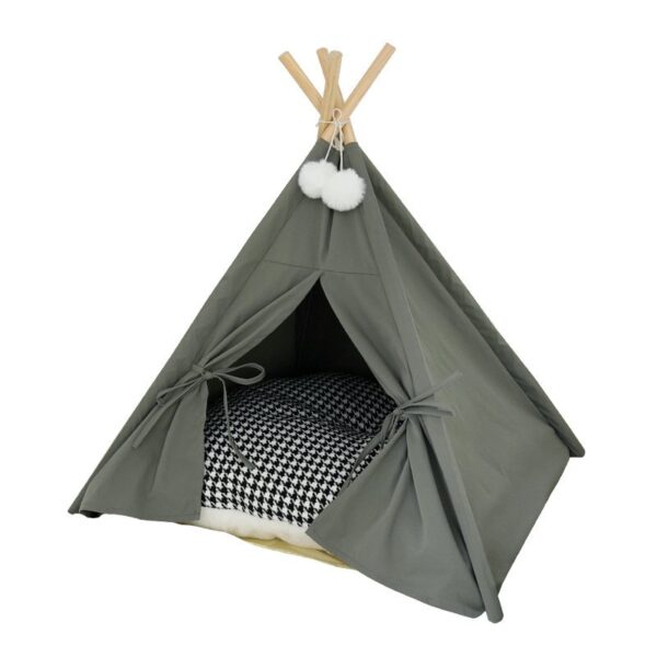 Portable Cat Tent Camp TeePee with Cushion - JHZP002 - Image 5