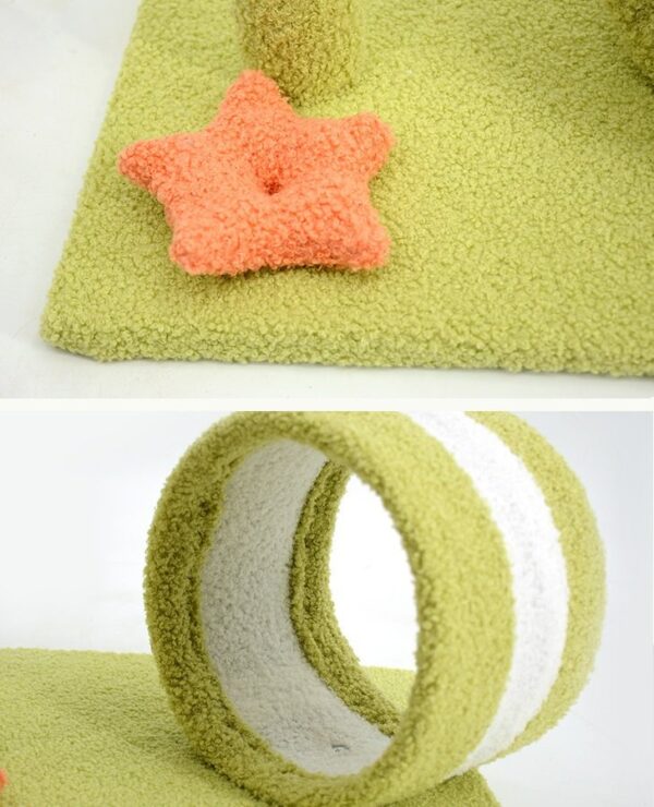 Play Tunnel Cat Scratching Post with Top Perch and Feather Toy - JHMPJMH06 - Image 7