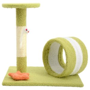 Play Tunnel Cat Scratching Post with Top Perch and Feather Toy - JHMPJMH06