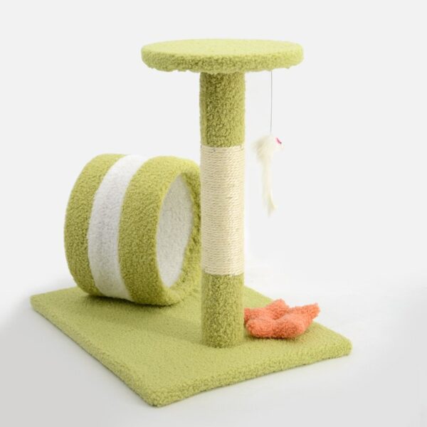 Play Tunnel Cat Scratching Post with Top Perch and Feather Toy - JHMPJMH06 - Image 2