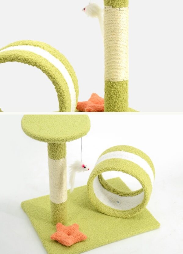 Play Tunnel Cat Scratching Post with Top Perch and Feather Toy - JHMPJMH06 - Image 6