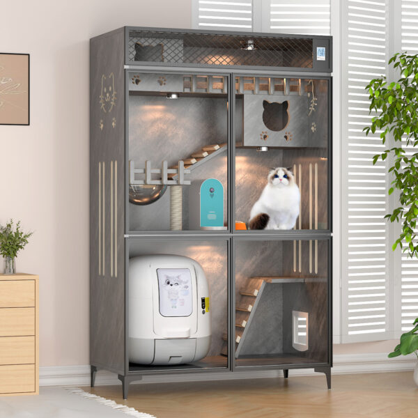 Wooden Luxury Cat Villa House Furniture- JHMW041 - Image 6
