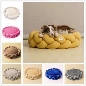Hand Woven Dog Cat Bed with Center Pillow- JHGW052